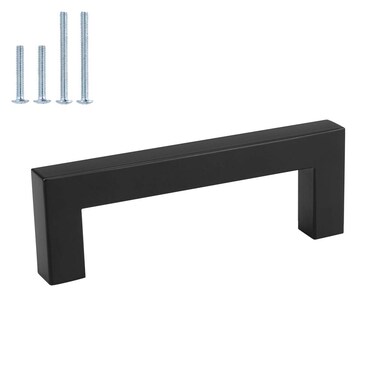 homdiy 5Pack Cabinet Handles Black Drawer Pulls LSJ12BK Kitchen Cabinet Pulls Black Cabinet Hrdware, 4in(102mm) Hole Centers Cabinet Door Handles for Cabinets