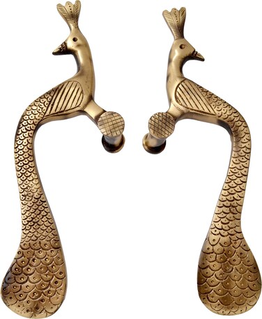 Brass Designer Peacock Door Handle Pair (2 Pcs)