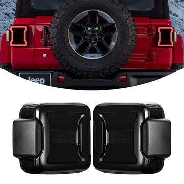 Kiwi Master Smoked LED Tail Lights for 2018-2025 Jeep Wrangler JL/4xe Accessories, Black Housing Tinted Lens, Pair
