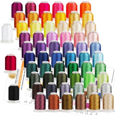 New brothreads 63 Colors 100% Polyester Machine Embroidery Thread 550yd with Thread Nets - Compatible for Home-Based Embroidery Sewing Machine
