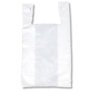 200 Large Plastic Grocery T-Shirt Bags - Plain White 12" x 6" x 21