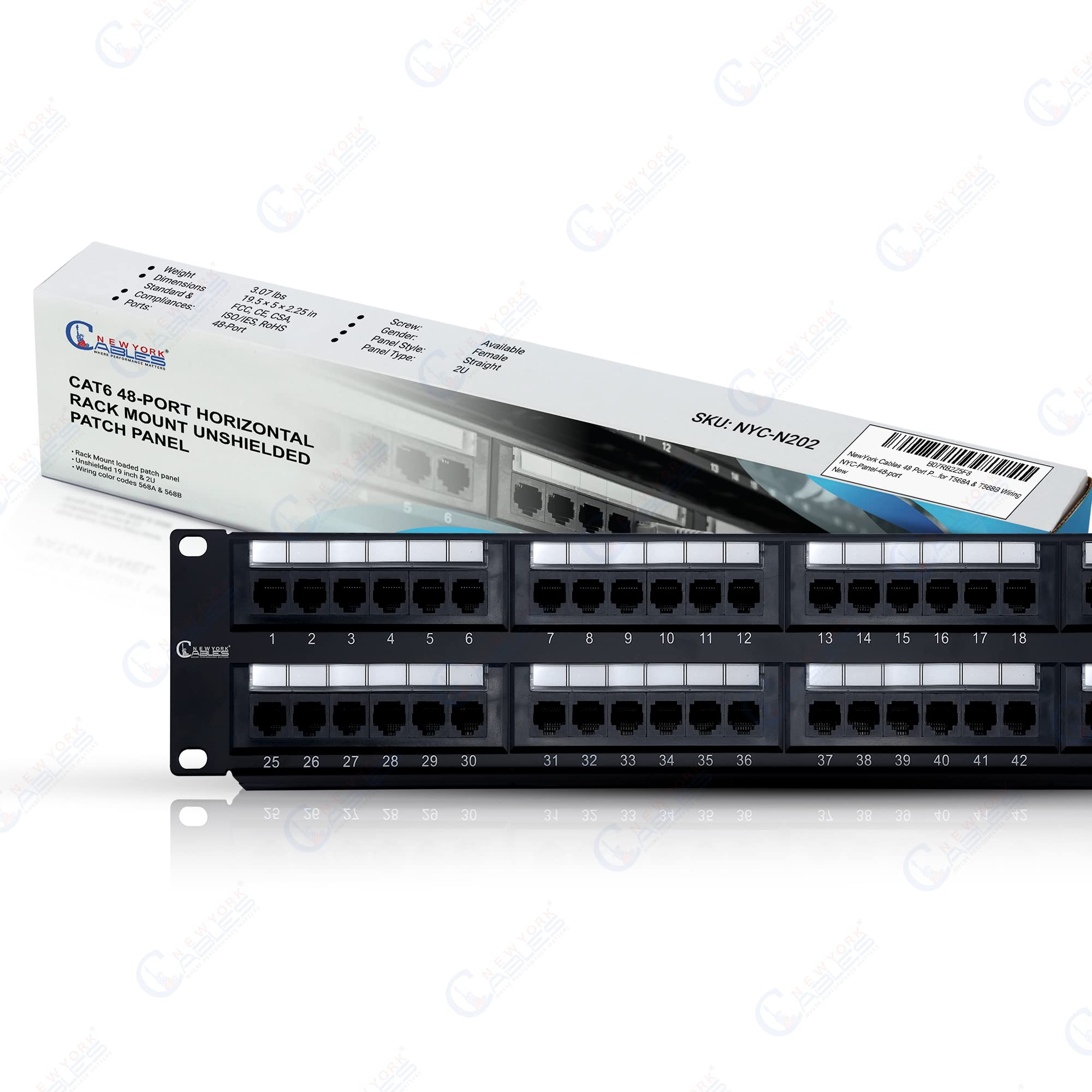 Buy NewYork Cables® Cat6 48 Port Patch Panel - 2U Rack-Mount Design ...