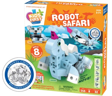 Thames &amp; Kosmos Kids First: Robot Safari - Introduction to Motorized Machines Science Experiment Kit for Ages 5 to 7, Build 8 Robotic Animals Including A Unicorn, Llama, Narwhal &amp; More