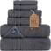 Hawmam Linen Grey 6 Piece Bath Towels Set for Bathroom Original Turkish Cotton Soft, Absorbent and Premium 2 Bath Towels, 2 Hand Towels, 2 Washcloths (Cool Grey)