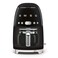 Smeg 50's Retro Style Aesthetic Drip Coffee Machine with 10 Cup Glass Carafe, Auto Start Feature, Keep Warm Plate, and Two Coffee Strength Settings (Black)
