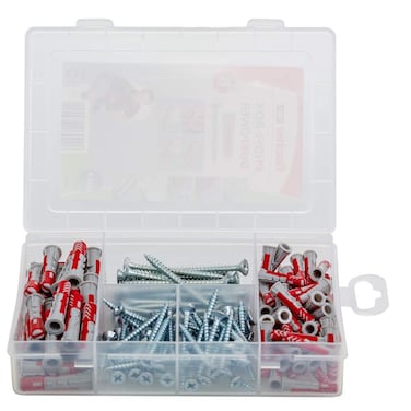 fischer PROFIbox Duopower+Screw Plug 160pcs Set, Selected Assortment of Plugs, Screws and Hooks for The Most Frequent Applications and Building Materials Suitable Screws