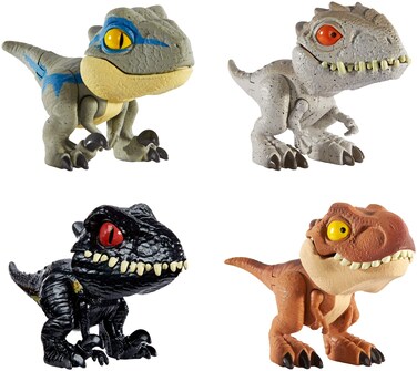 Mattel Jurassic World Snap Squad Dinosaur Toys, Small Dino Figures with Opening Clip-On Jaws, Portable Collectibles