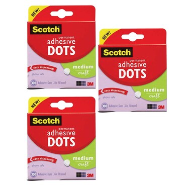 Scotch Adhesive Dots, Medium, Clear, 300-Count, 3-Pack &ndash; Permanent, Photo-Safe, Acid-Free Adhesive for Crafts