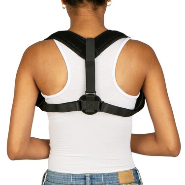 Mind Reader Posture Corrector, Adjustable Clavicle Brace, Lightweight, Posture Support, Nylon, 14"L x 4.25"W x 11.5"H, Black