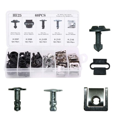 60Pcs Engine Undertray Cover Clips Bottom Metal Screw Bolt Kit for Audi VW