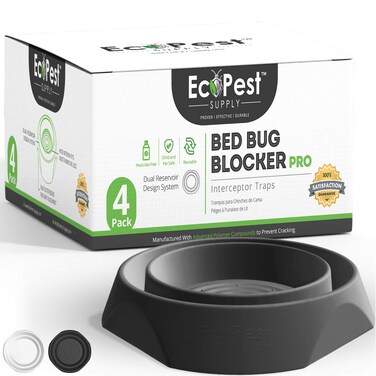 Bed Bug Interceptors &ndash; 4 Pack   Bed Bug Blocker (Pro) Interceptor Traps   Insect Trap, Monitor, and Detector for Bed Legs (Black)