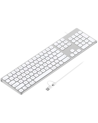 Aluminum USB Wired Keyboard with Numeric Keypad for Apple Mac Pro, Mini Mac, iMac, iMac Pro, MacBook Pro/Air