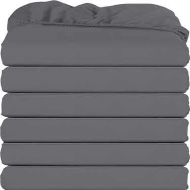 Utopia Bedding Twin Fitted Sheets - Bulk Pack of 6 Bottom Sheets - Soft Brushed Microfiber - Deep Pockets - Shrinkage &amp; Fade Resistant - Easy Care (Grey)