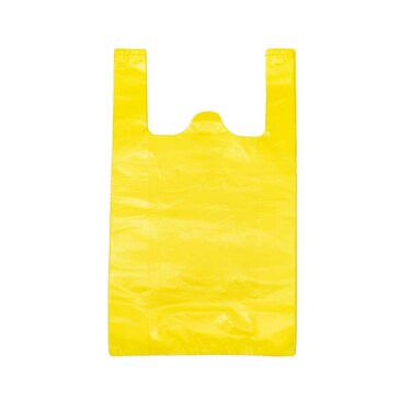 LazyMe T Shirt Bags, Plastic Bags with Handles for Grocrery and Retail Shopping, Bolsas De Plastico Para Negocio, 12x20 Inch (Yellow, 50pcs)