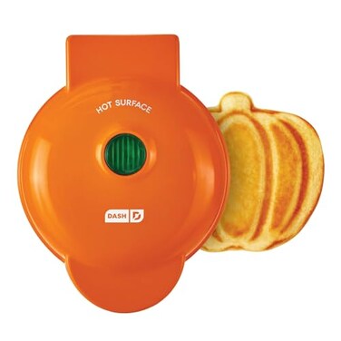 DASH DMWP001OR Mini Maker for Individual Waffles, Hash Browns, Keto Chaffles with Easy to Clean, Non-Stick Surfaces, 4 Inch, Orange Pumpkin