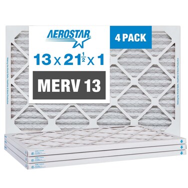Aerostar 13x21 1/2x1 MERV 13 Pleated Air Filter, AC Furnace Air Filter, 4 Pack (Actual Size: 12 7/8" x 21 1/2" x 3/4")