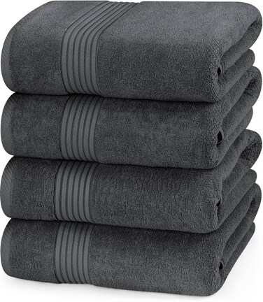 Utopia Towels 4 Pack Bath Towels Set, (27 x 54 Inches) 100% Ring Spun Cotton, Quick Dry, Highly Absorbent, Soft Feel Towels, Perfect for Daily Use (Grey)