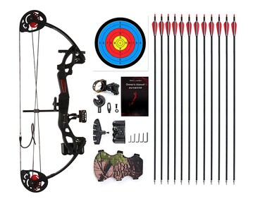 Compound Bow Archery for Youth and Beginner, Right Handed,19&rdquo;-28&rdquo; Draw Length,15-29 Lbs Draw Weight, 260 fps