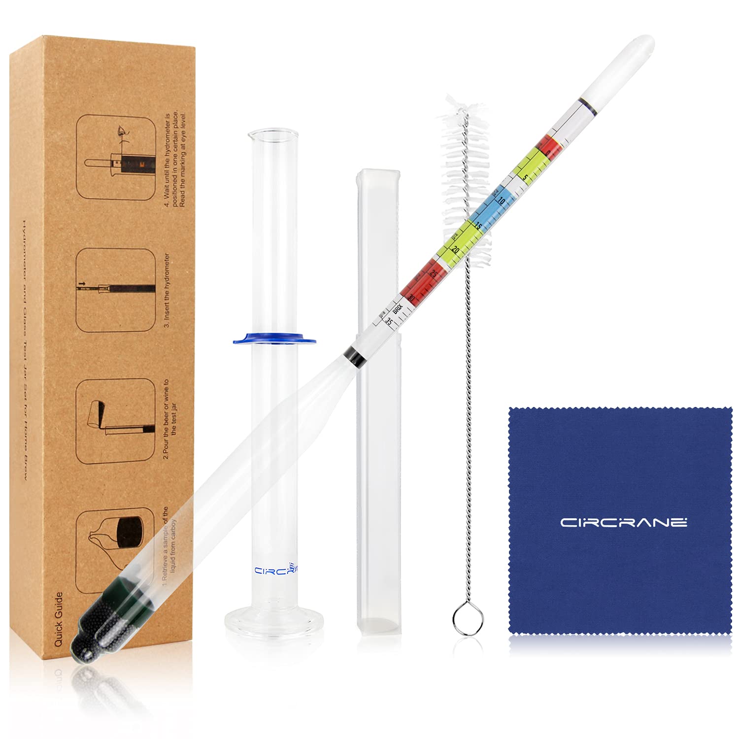 Buy Circrane Hydrometer & Glass Test Jar Set, Triple Scale Alcohol ...