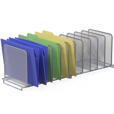 Simple Houseware 5 Section Upright File Sorter Organizer, Silver - 2 Pack