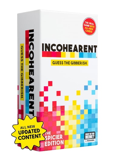 Incohearent, The Guess the Gibberish Party Game by Relatable, A Funny Card Game for Adults, Great for Bachelorette Party Games or Game Night Games, Includes 400 Cards, Instructions, and 1 Sand Timer