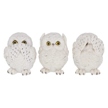 Nemesis Now Three Wise See No Evil Hear No Evil Speak No Evil Figurines, Adorable Hand-Painted Resin Collectibles and Gift - Owls