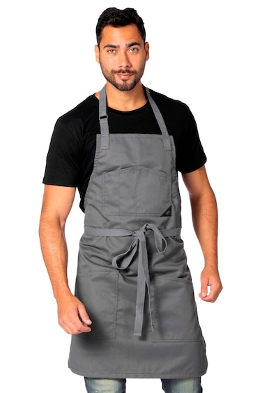 Under NY Sky Chef Apron &ndash; Professional Gray Twill &ndash; Cotton Straps - Smart Pockets - Adjustable for Men and Women &ndash; Pro Chef, Cook, Kitchen, Baker, Barista, Bartender, Server Aprons