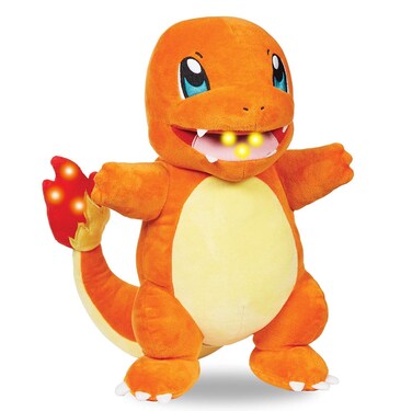 Pokemon Pok&eacute;mon 10" Flame Action Charmander Plush - Interactive w/Lights &amp; Fire Sounds - Light Up Tail &amp; Mouth w/Sound Effects &amp; Voices - Officially Licensed Gift for Kids, Boys, Girls - Ages 4+
