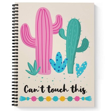 Softcover Cant Touch This 8.5" x 11" Funny Spiral Notebook/Journal, 120 Wide Ruled Pages, Durable Gloss Laminated Cover, Black Wire-o Spiral. Made in the USA