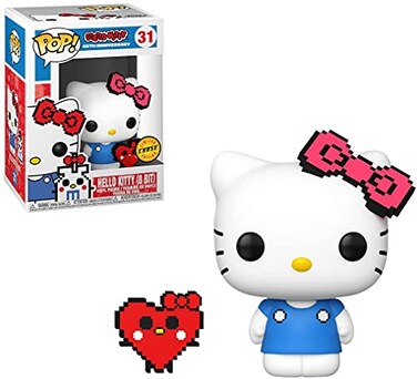 Funko Pop! Sanrio Hello Kitty (Anniversary) Chase with 8-Bit Pink Bow and Heart Buddy