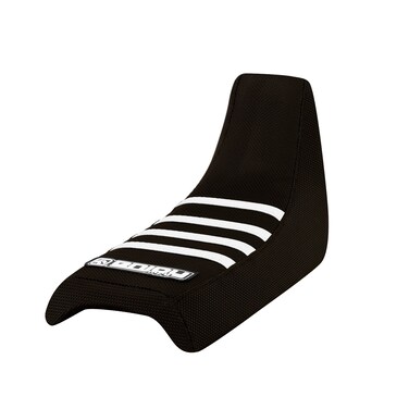 Enjoy Mfg Seat Cover - Compatible Fit for All Years Yamaha PW 50 All Black/White Ribs Seat Cover #91