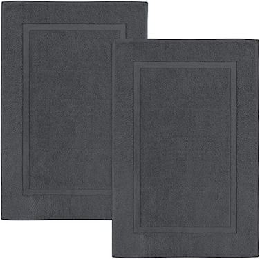 Utopia Towels Cotton Banded Rug, Bath Mats, Not a Bathroom Rug, 21 by 34 Inches, 100% Ring Spun Cotton, Highly Absorbent Shower Bathroom Floor Mat, Gray, 2 Pack