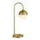 LMS Modern Gold Table Lamp with White Glass Globe, Gold Desk Light Bedside Lamp with Brushed Brass Finished for Living Room Office Nightstand, Dimmable Switch