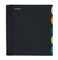 Mintra Office Durable PREMIUM Spiral Notebook, ((Black, 5 Subject, 8.5in x 11in)), Fabric Covered Coils, No Snags, Removable Adjustable Pocket Dividers, Ruler, Organization, Customizable
