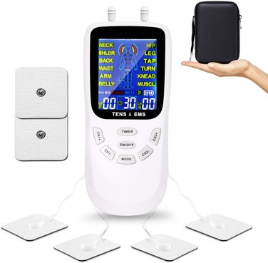 TENS Unit Muscle Stimulator for Pain Relief Physical Therapy, Dual Channels Electronic Pulse Massager with 24 Programs for Back, Neck, Sciatica, Shoulder Pain Relief with Travel Hard Case.
