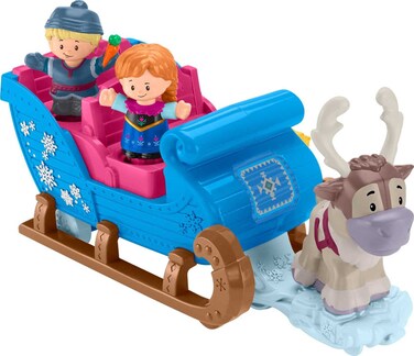Fisher-Price Little People Toddler Toy Disney Frozen Kristoff&rsquo;s Sleigh Vehicle with Character Figures for Pretend Play Kids Ages 18+ Months