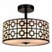 DLLT Flush Mount Ceiling Light: Modern 3-Light Semi Flush Mount Ceiling Light Fixture - Drum Kitchen Lighting Fixture for Dining Room - Black Bedroom Ceiling Lamp with Double Shade