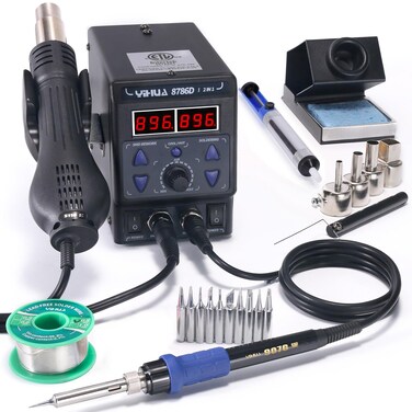 YIHUA 8786D I 2 in 1 Hot Air Rework and Soldering Iron Station with &deg;F /&deg;C, Cool/Hot Air Conversion, Digital Temperature Correction and Sleep Function