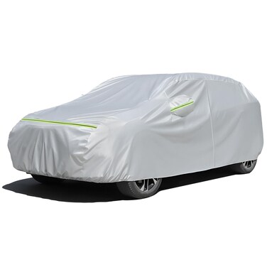 Favoto 6 Layers Car Cover Waterproof All Weather for Automobiles Heavy Duty Outdoor Sun Protection Car Tarp with Door Zipper Windproof Straps Universal Fit for Hatchback (157-171 inch)