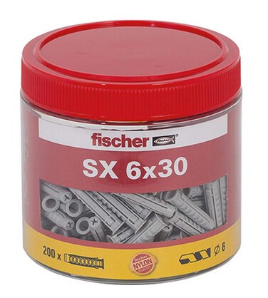 Fischer Expansion Wall Plugs SX 6 x 30 Box of 200, 531030