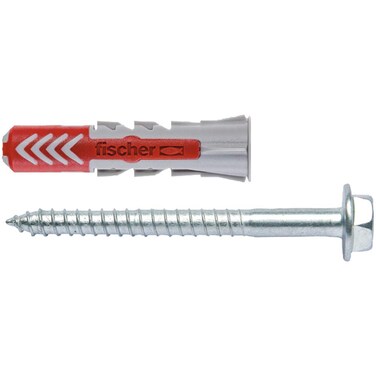 fischer Fischer-536392 Taco 10x50 T / (Brico Box Units), 536392 DUOPOWER dowels with Hexagonal Screw, Grey, 10 Count