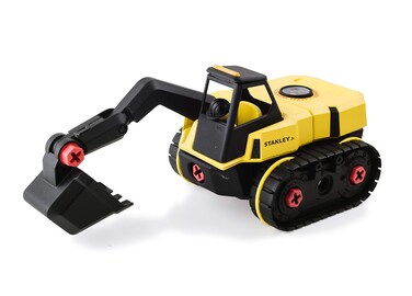STANLEY Jr. Take Apart Excavator Kit for Kids TT007-SY: Children&rsquo;s 22 Piece Yellow STEM Construction Toy Truck with Figure, Screwdriver, Bolts, Ages 3+