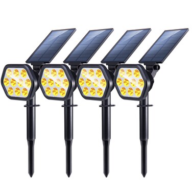 Nekteck Solar Lights Outdoor,10 LED Landscape Spotlights Powered Wall Lights 2-in-1 Adjustable Security Decoration Lighting for Yard Garden Walkway Porch Pool Driveway (4Pack, Warm White)