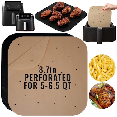 INFRAOVENS Air Fryer Parchment Paper for Ninja Air Fryer Pro 4-in-1 5 qt, Ninja Air Fryer Pro XL 6-in-1 6.5 QT Max Crisp, 100pcs Air Fry Accessories, Disposable Paper Liners for AF141, AF181