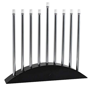 Zion Judaica Large LED Electric Hanukkah Menorah - New Classic Black &amp; Silver Arch Style Hanukkiah 14" Wide x 12.5" Tall Sleek Landscape Minorah - Chanukah Lights Decorations