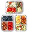 FIT Strong &amp; Healthy Glass Meal Prep Containers 3 Compartments - Portion Control, Snack &amp; Lunch Container, Food Storage, Airtight Lids, Oven &amp; Freezer Safe, Leak-Proof Bento Box, 32oz, Blue, 3 Pack