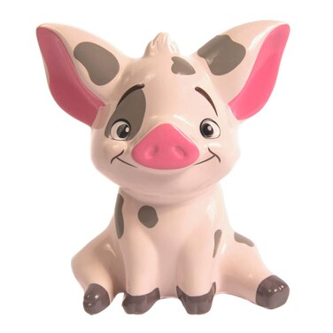 Pua Pig Moana Piggy Bank for Girls &ndash; Kids&rsquo; Ceramic Coin Bank with Rubber Stopper