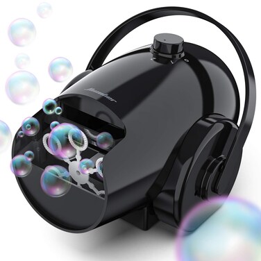 Hicober Automatic Bubble Machine for Kids, Portable Professional Bubble Machine for Parties, Bubble Blower Battery Operated Plug-in Bubble Maker with 2 Speed Levels