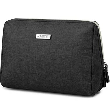 Narwey Makeup Bag Travel Cosmetic Bag Organizer Toiletry Bag Make Up Bags with Compartments for Women Girls (Large, Black)