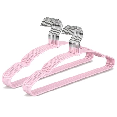 TOPIA HANGER Non Slip Hanger 20 Pack, Metal Clothes Hangers Space Saving, Heavy Duty Rubber Coated Wire Hanger for Coat, Shirt, Dress, Pants-Pink, CT12P